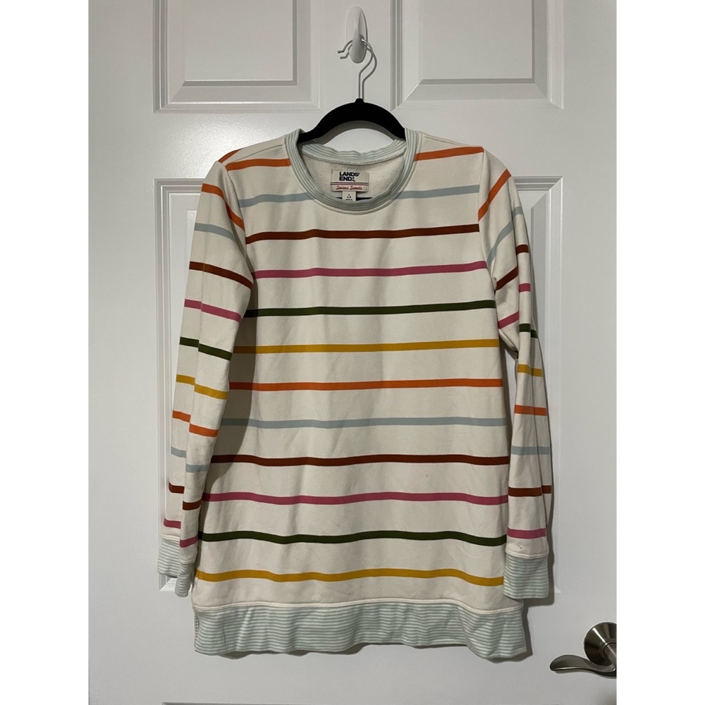 Lands End Vintage sweatshirt rainbow stripe serious sweats